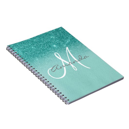 Monogram Personalized Turquoise Ombre Gift Notizblock (Rechte Seite)