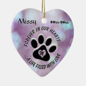 Monogram Pet Memorial Heart Keramik Ornament (Rechts)