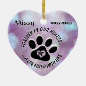 Monogram Pet Memorial Heart Keramik Ornament (Vorne)