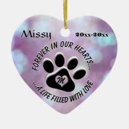Monogram Pet Memorial Heart Keramik Ornament