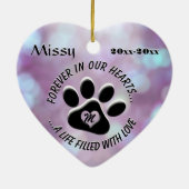 Monogram Pet Memorial Heart Keramik Ornament (Hinten)