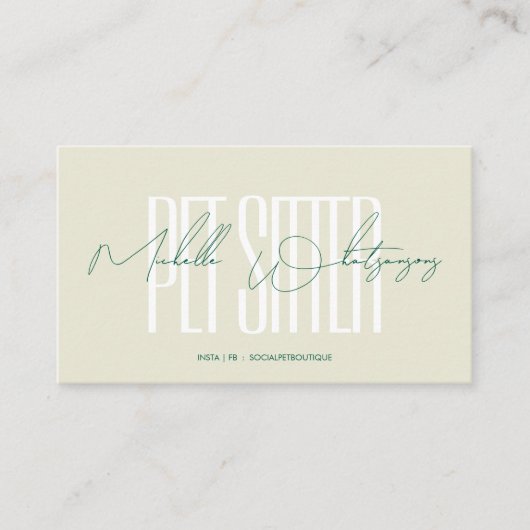 Monogram PET SITTER modern script Visitenkarte (Vorderseite)