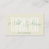 Monogram PET Thank you modern script Visitenkarte (Vorderseite)