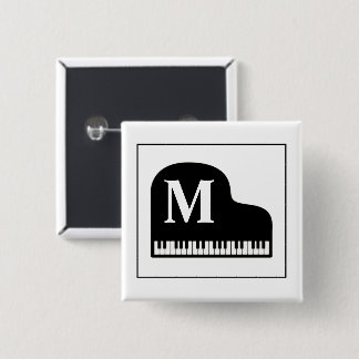 Monogram Pianist aus Schwarz und Weiß Button