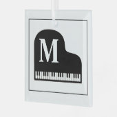 Monogram Pianist aus Schwarz und Weiß Ornament Aus Glas (Vorderseite links)