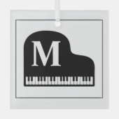 Monogram Pianist aus Schwarz und Weiß Ornament Aus Glas (Vorderseite)