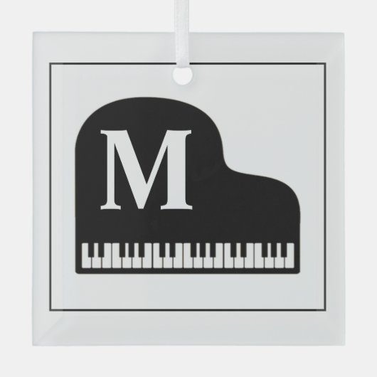 Monogram Pianist aus Schwarz und Weiß Ornament Aus Glas (Vorderseite)
