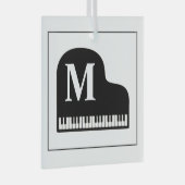 Monogram Pianist aus Schwarz und Weiß Ornament Aus Glas (Vorderseite Rechts)