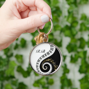 Monogram Piano Keys and Musical Notes Schlüsselanhänger