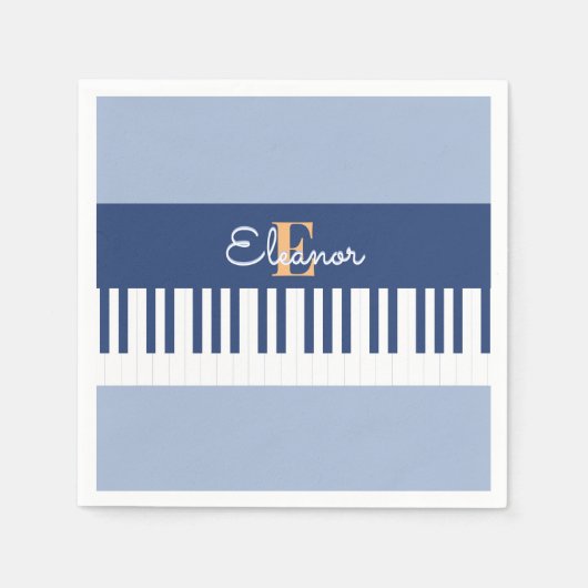 Monogram Piano Keys Musical Keyboard Music Lover Serviette (Vorderseite)