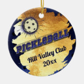 Monogram Pickle Ball Starburst Elegant Faux Gold Keramikornament (Vorne)