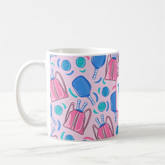 Monogram Pickleball Paddles and Balls Pink Preppy  Kaffeetasse (Links)
