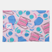 Monogram Pickleball Pink Preppy Geschirrtuch (Horizontal)