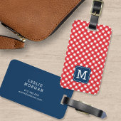 Monogram Picnic Red Gingham und Blue Gepäckanhänger