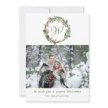 Monogram Pine Wath Christmas Foto Weihnachtskarte