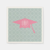 Monogram Pink Abschluss Hat + Quatrefolie Serviette (Vorderseite)