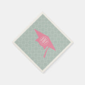 Monogram Pink Abschluss Hat + Quatrefolie Serviette (Ecke)