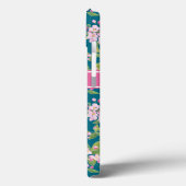 Monogram Pink Apple Blossom auf Dunkelblau Case-Mate iPhone Hülle (Rückseite / Links)