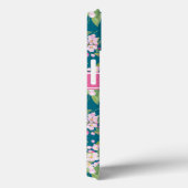 Monogram Pink Apple Blossom auf Dunkelblau Case-Mate iPhone Hülle (Rückseite / Rechts)