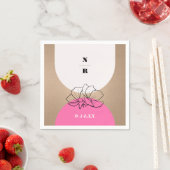 Monogram Pink Arch Floral Wedding Serviette (Beispiel)
