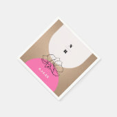 Monogram Pink Arch Floral Wedding Serviette (Ecke)