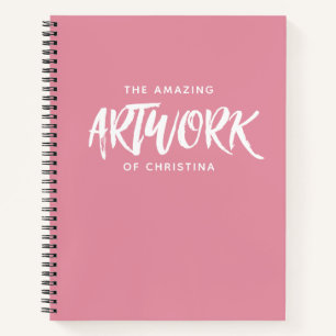 Monogram Pink Artist Sketchbook - Ihr Name Notizblock