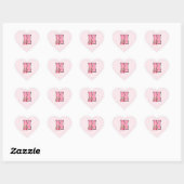 Monogram Pink Bear Letter N Gingham Herz-Aufkleber (Blatt)