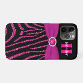Monogram Pink, Black Glitzer Zebra iPhone 11 Fall Case-Mate iPhone Hülle (Rückseite (Horizontal))