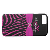 Monogram Pink, Black Glitzer Zebra iPhone 7 Fall Case-Mate iPhone Hülle (Rückseite (Horizontal))