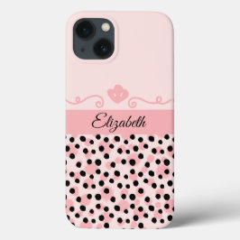 Monogram Pink Black Leopard Cheetah Print Trendy Case-Mate iPhone Hülle