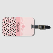 Monogram Pink Black Leopard Cheetah Print Trendy Gepäckanhänger (Vorderseite (Horizontal))