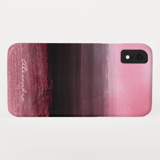 Monogram Pink & Black Ombre Foil Pinselstriche Case-Mate iPhone Hülle (Rückseite (Horizontal))