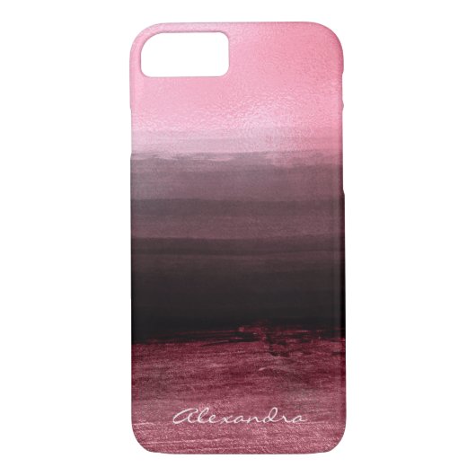 Monogram Pink & Black Ombre Foil Pinselstriche Case-Mate iPhone Hülle (Rückseite)