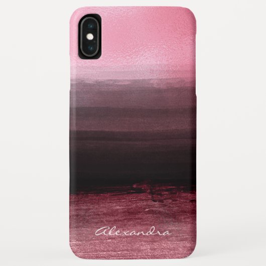 Monogram Pink & Black Ombre Foil Pinselstriche Case-Mate iPhone Hülle (Rückseite)
