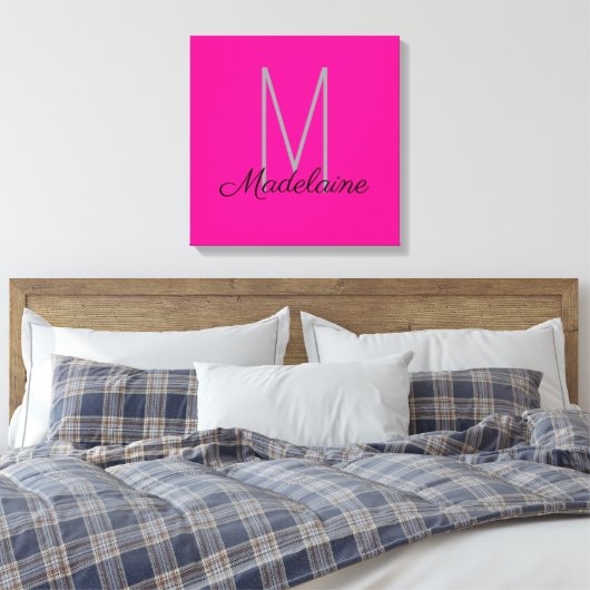 Monogram Pink Black Personal Elegant Leinwanddruck (Insitu (Schlafzimmer))