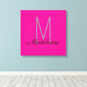 Monogram Pink Black Personal Elegant Leinwanddruck (Insitu (Holzboden))