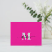 Monogram Pink Black Silver Color Personal Postkarte (Stehend Vorderseite)