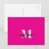 Monogram Pink Black Silver Color Personal Postkarte (Vorne/Hinten)