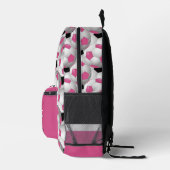 Monogram Pink Black Soccer Ball Pattern Bedruckter Rucksack (Rechts)