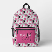 Monogram Pink Black Soccer Ball Pattern Bedruckter Rucksack (Vorderseite)