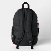 Monogram Pink Black Soccer Ball Pattern Bedruckter Rucksack (Rückseite)
