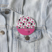 Monogram Pink Black Soccer Ball Pattern Button (Beispiel)