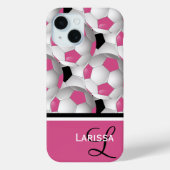 Monogram Pink Black Soccer Ball Pattern Case-Mate iPhone Hülle (Rückseite)