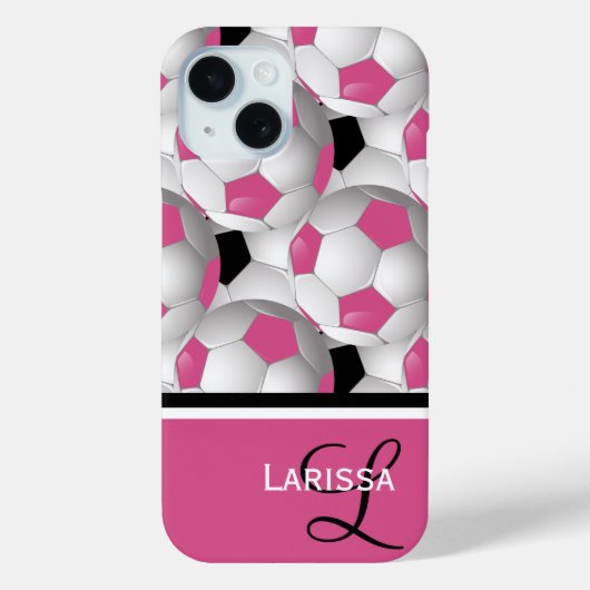 Monogram Pink Black Soccer Ball Pattern Case-Mate iPhone Hülle (Rückseite)