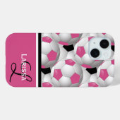 Monogram Pink Black Soccer Ball Pattern Case-Mate iPhone Hülle (Rückseite (Horizontal))