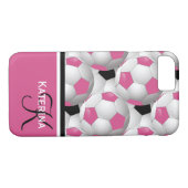 Monogram Pink Black Soccer Ball Pattern Case-Mate iPhone Hülle (Rückseite (Horizontal))