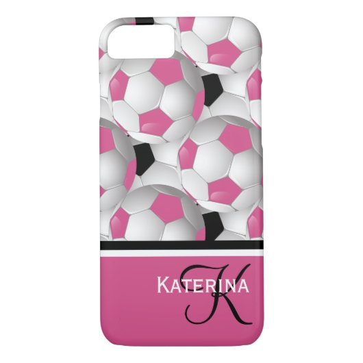 Monogram Pink Black Soccer Ball Pattern Case-Mate iPhone Hülle (Rückseite)