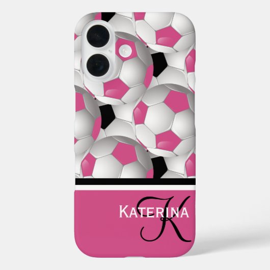 Monogram Pink Black Soccer Ball Pattern Case-Mate iPhone Hülle (Rückseite)