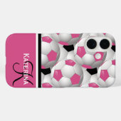 Monogram Pink Black Soccer Ball Pattern Case-Mate iPhone Hülle (Rückseite (Horizontal))