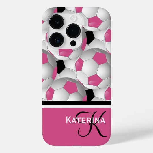 Monogram Pink Black Soccer Ball Pattern Case-Mate iPhone Hülle (Rückseite)
